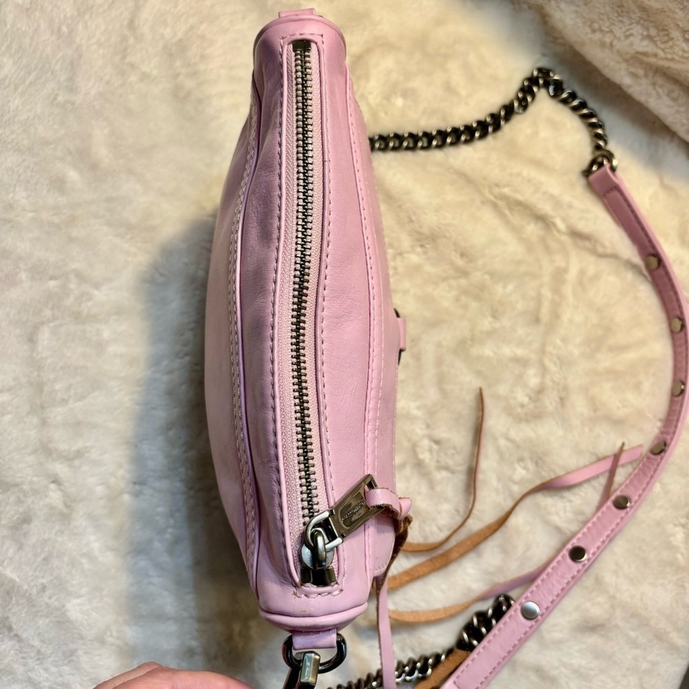 Rebecca Minkoff Leather Crossbody M.A.C Pink Nickel Hardware Tassel Zipper Pulls - Picture 10 of 16